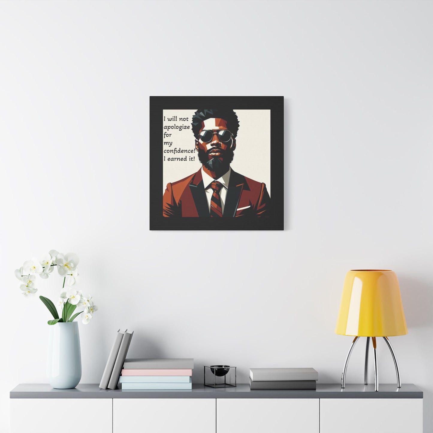 Afro Art Print Canvas, Wall Decor, Satin Stretched Canvas, African American Art, Office Decor, Home Decor - Confident Man In Suit