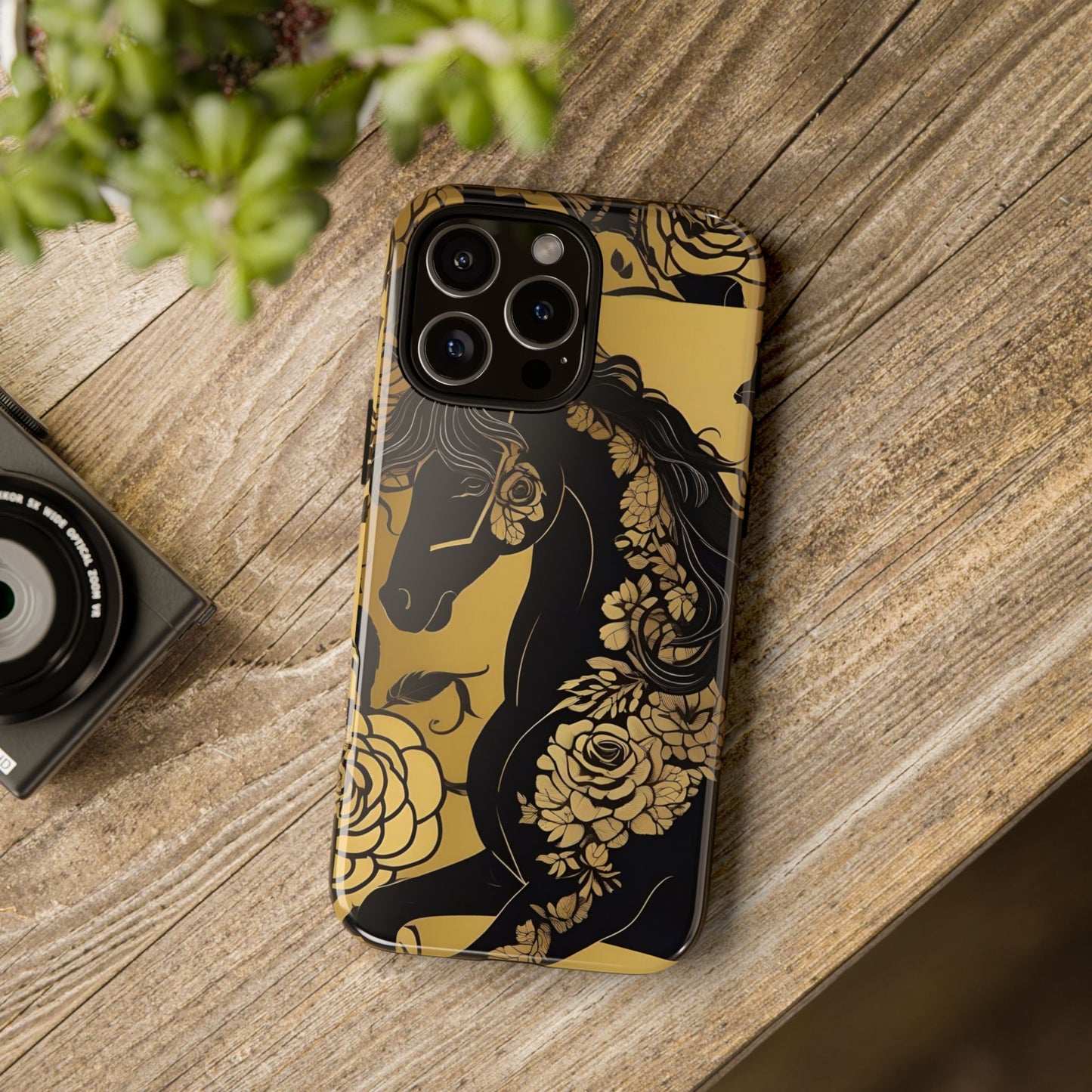 Phone Case - Elegant Horse & Roses Design