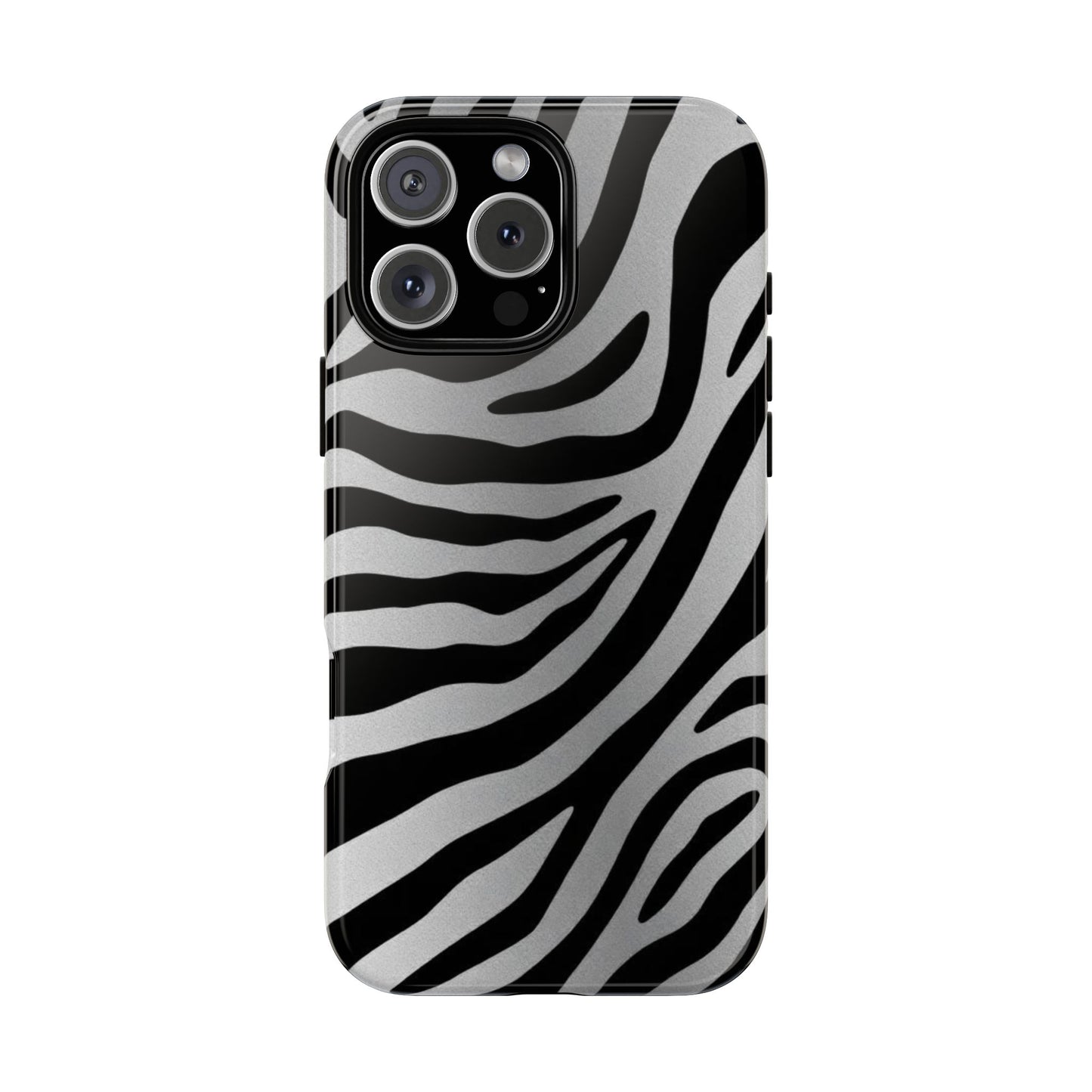 Zebra Print Tough Phone Case - Silver