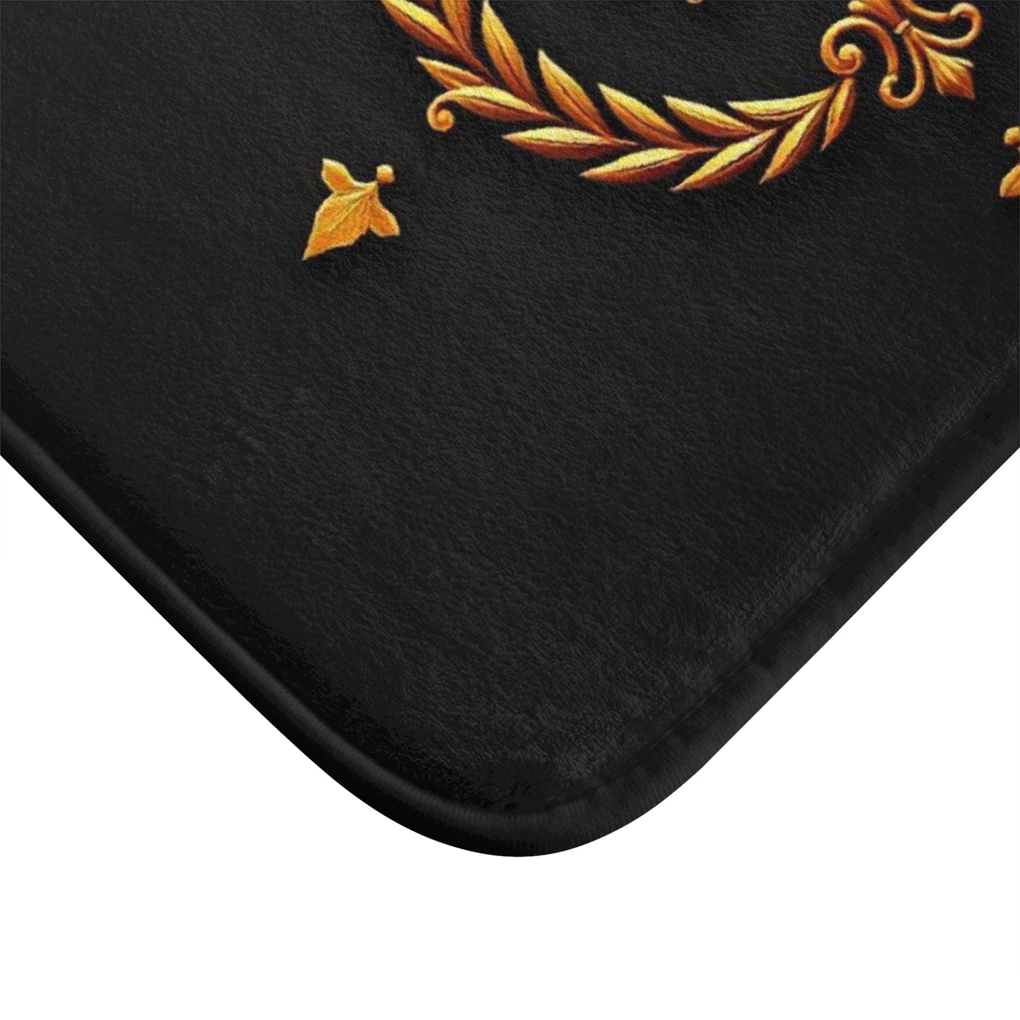 Luxurious Black Bath Mat with Crown Design, Elegant Bathroom Decor, Stylish Home Essentials, Spa Gift, Anniversary Present - Gold Crest