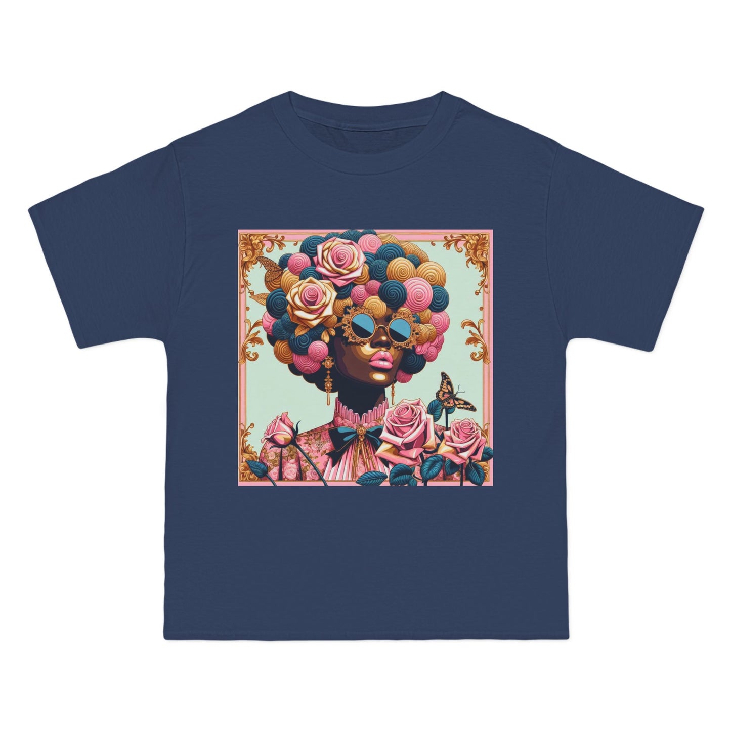 Vibrant Art Tee - Short-Sleeve T-Shirt with Colorful Floral Design, Art Lovers Gift, Trendy Summer Fashion - Lady In Pink Baroque