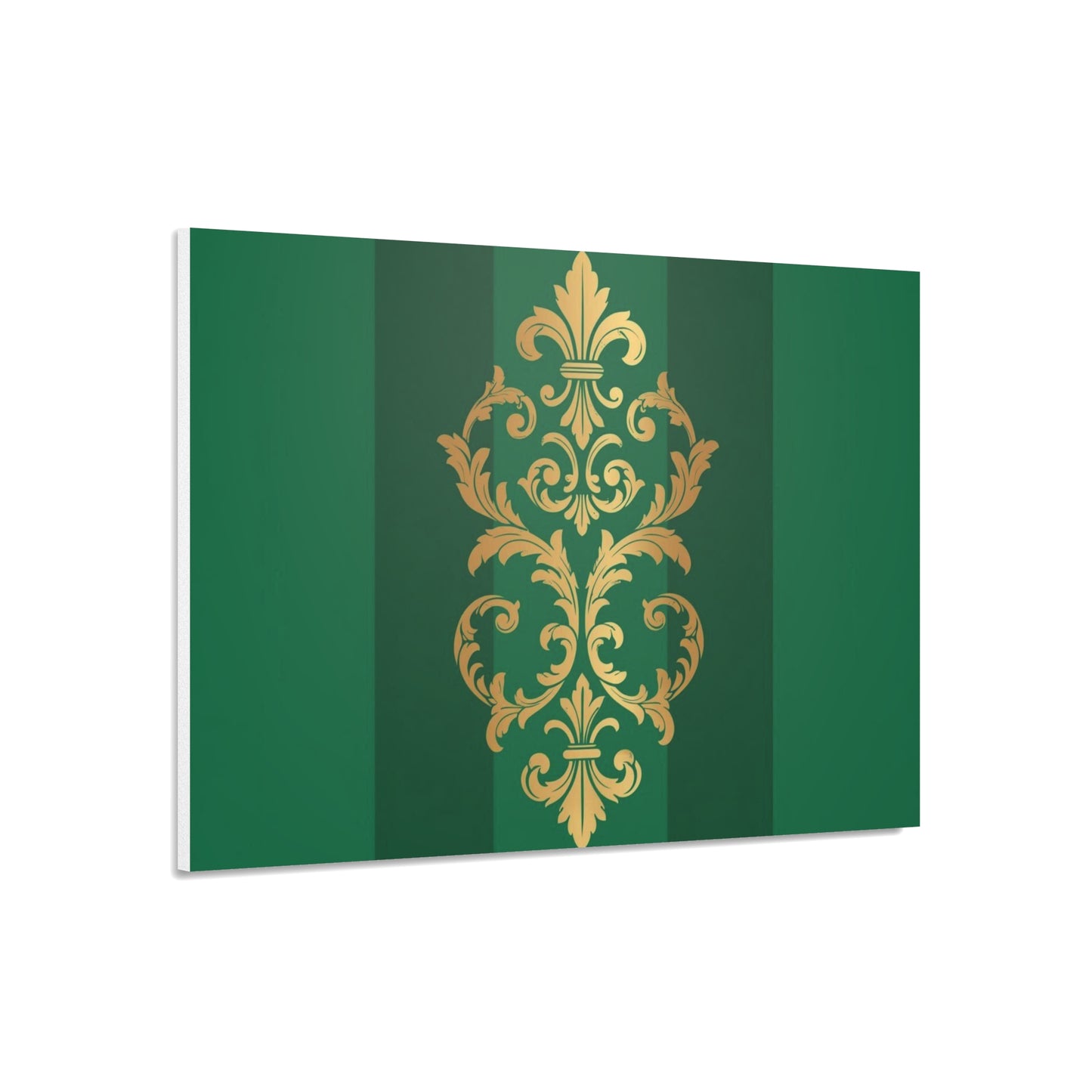 Gold Baroque Green Striped Foam Board Wall Art — Elegant Decorative Plaque