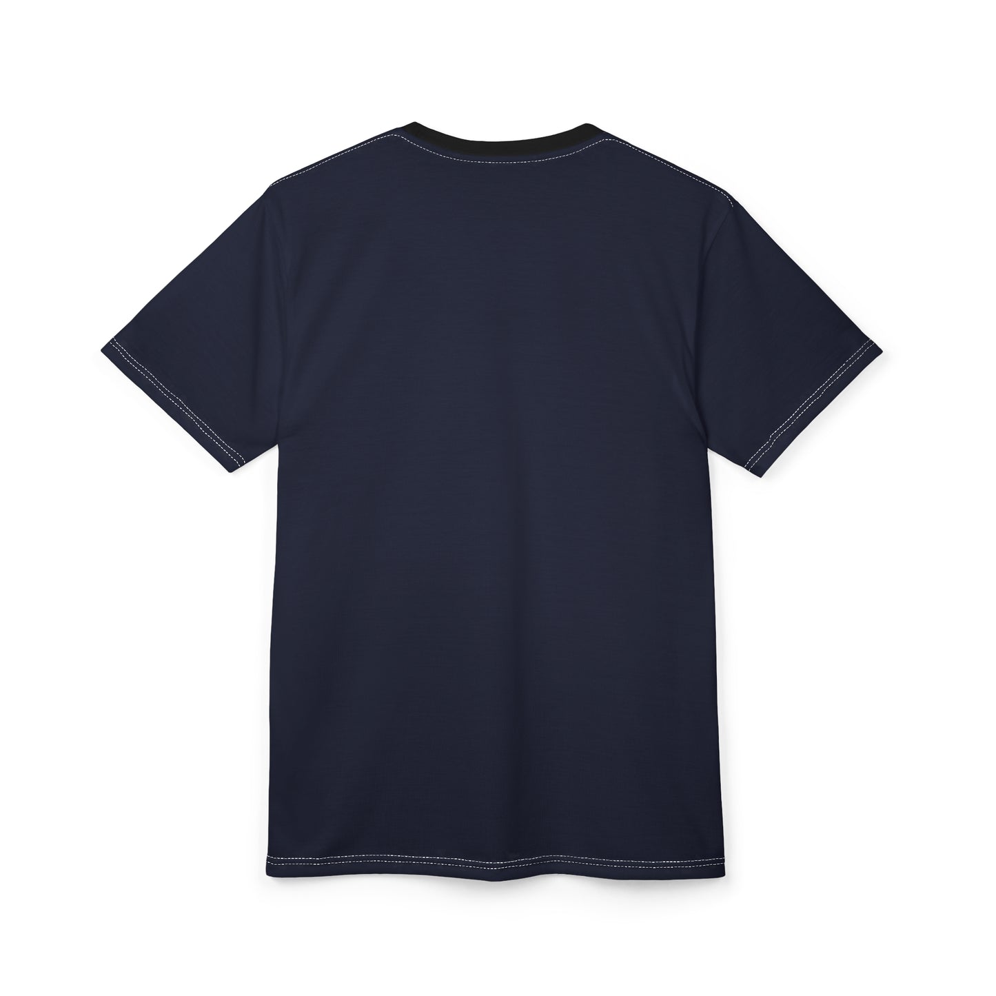 Lunar Midnight Stylish (Black Collar) Unisex AOP Cut & Sew Tee, Casual Wear, Graphic Shirt for Every Occasion, Perfect Gift, Holiday Apparel, Streetwear Fashion