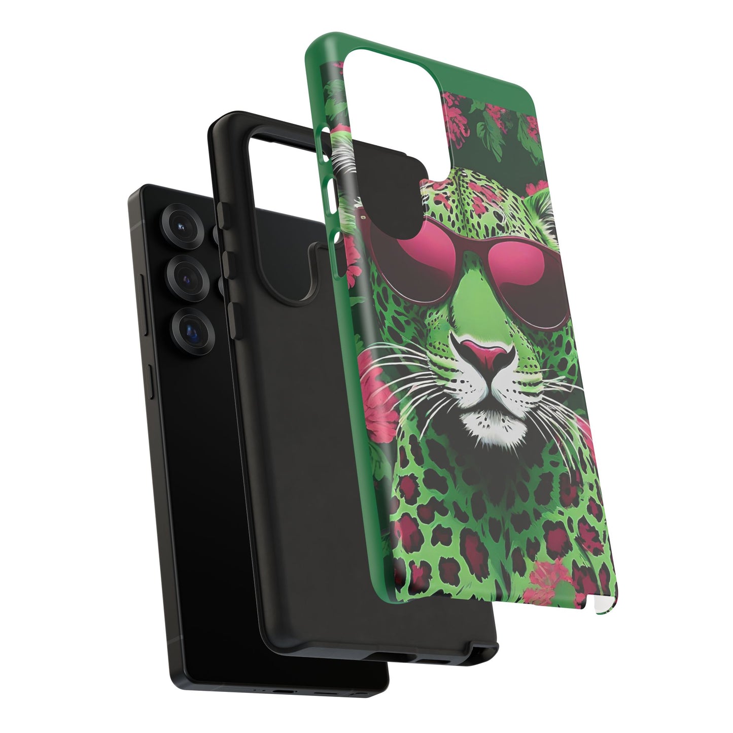 Phone Case - Lime Green & Burgundy Leopard In Sunglasses Design