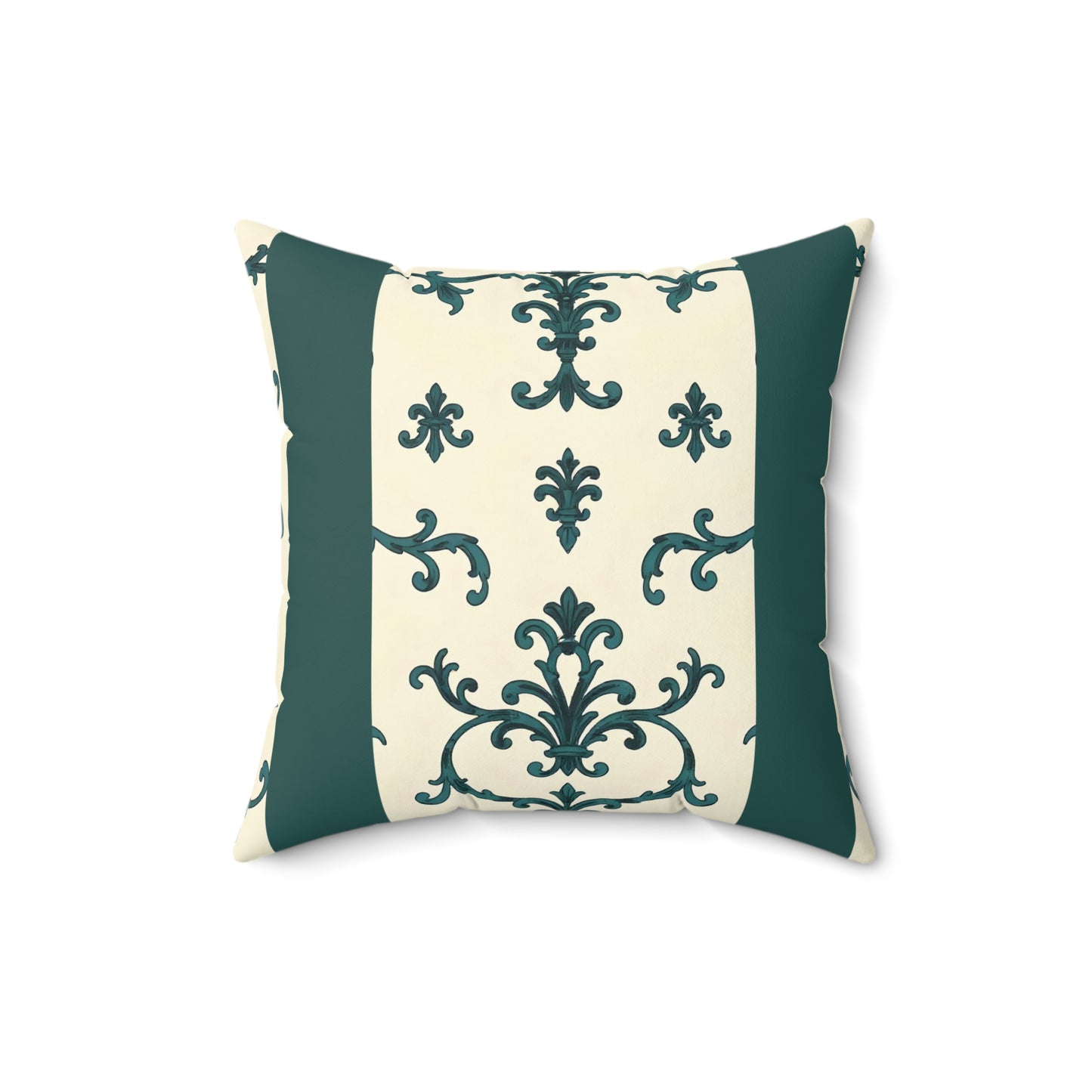 Elegant Faux Suede Square Pillow, Decorative Throw Pillows, Home Decor, Couch Cushion, Gift for Him/Her, Stylish Accent Pillow - Teal Striped Rococo