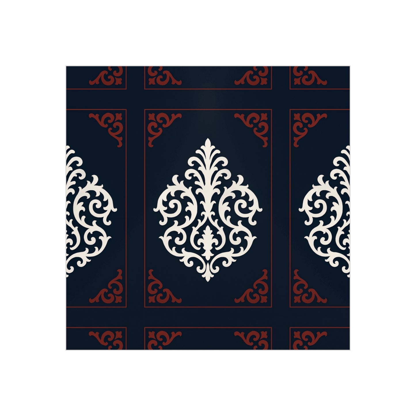 Dusk Blue-Maroon & White Baroque Foam Board Wall Art — Blue, White & Maroon Pattern