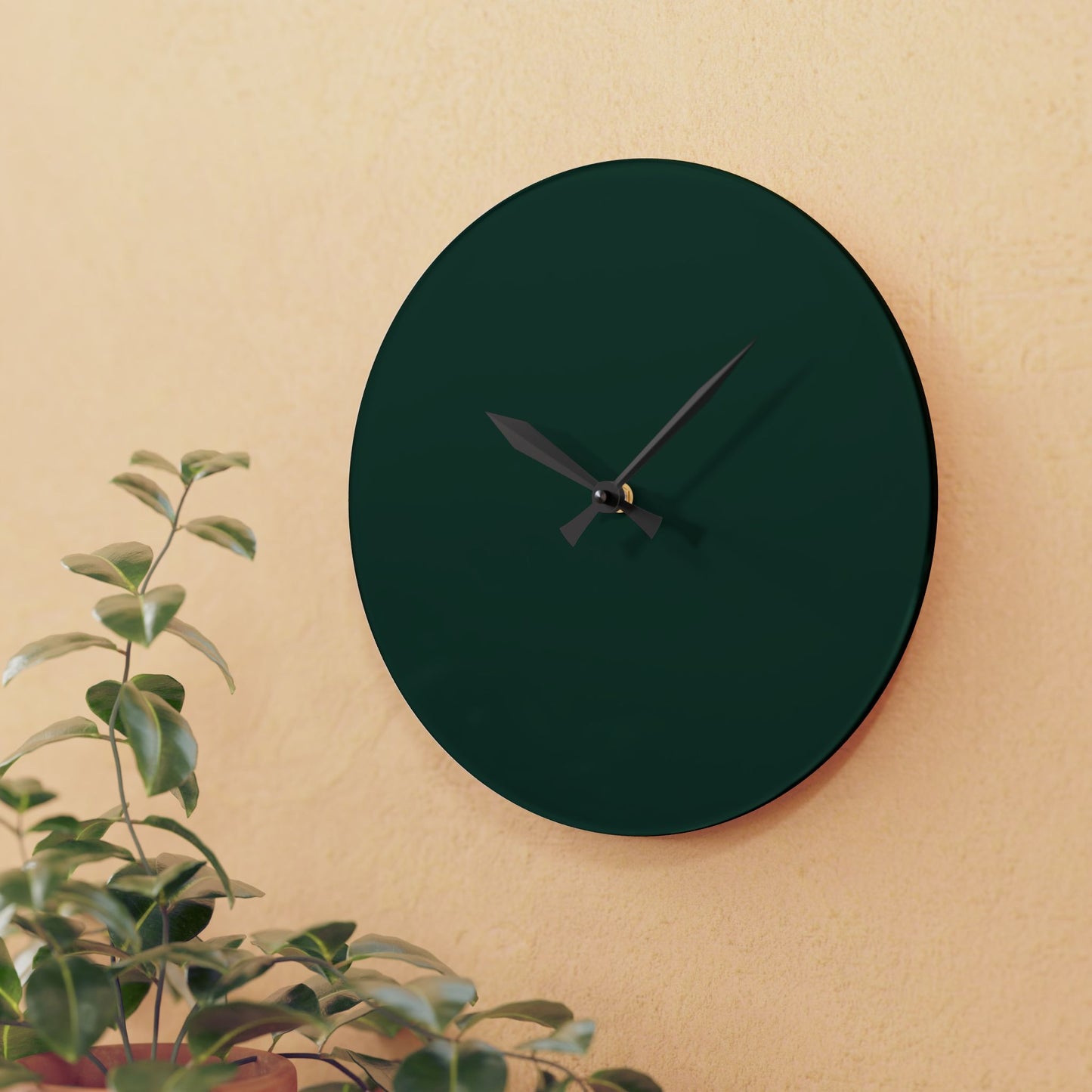 Modern Midnight Green Minimalist Acrylic Wall Clock, Home Decor, Stylish Timepiece, Gift for Housewarming, Office or Living Room, Green Accent