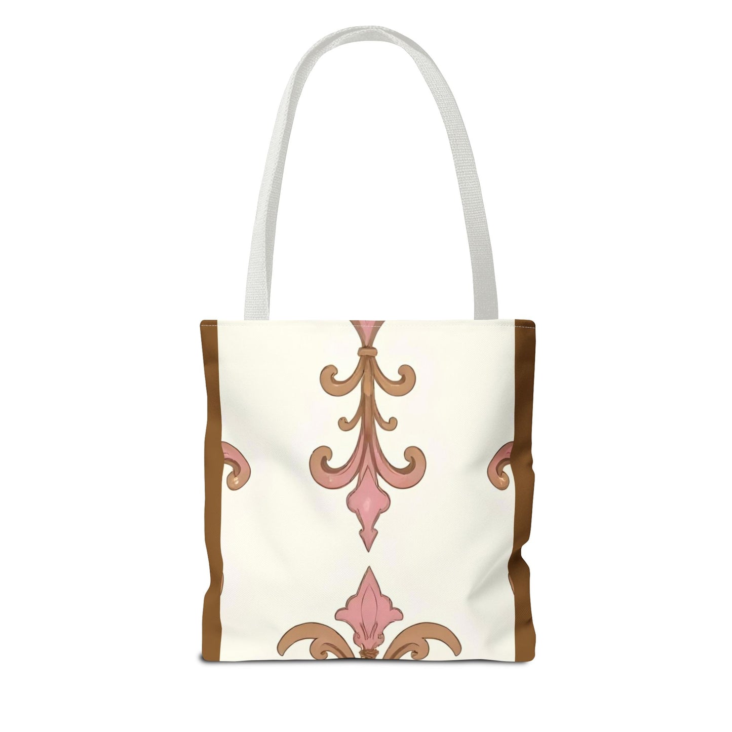 Elegant Floral Tote Bag - Perfect for Everyday Use, Shopping, Gifts, Summer Outings, and Special Occasions - Brown Striped Pink Arabesque