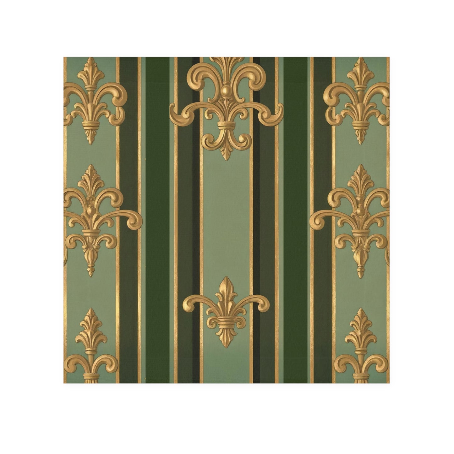 Elegant Baroque Face Towel - Luxurious Bathroom Decor, Spa Gift, Home Aesthetic, Decorative Towel, Wedding Gift - Green Striped Gold Baroque