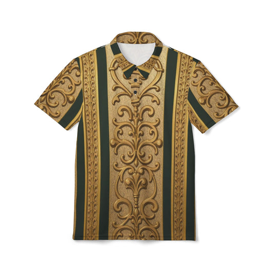 Luxurious Baroque AOP Unisex Polo Shirt, Fashionable Casual Wear, Summer Outfit, Unique Gift, Stylish Men's Shirt, Elegant Clothing