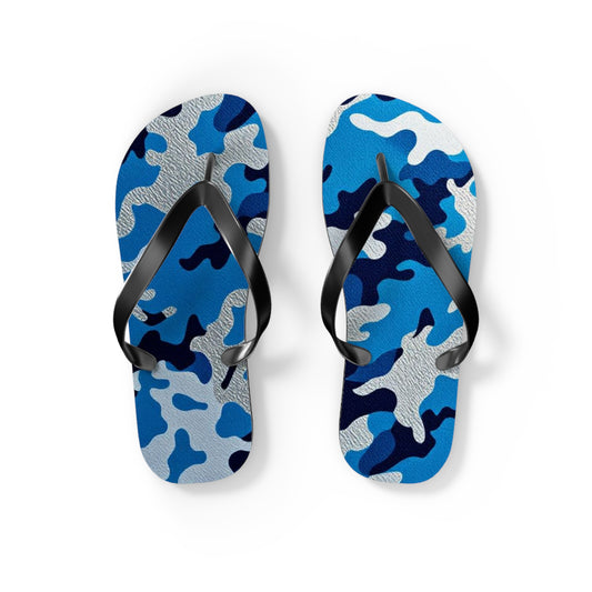 Camo Flip Flops - Stylish Beach Sandals for Summer, Casual Footwear, Vacation Essentials, Poolside Comfort, Outdoor Activities - Blue