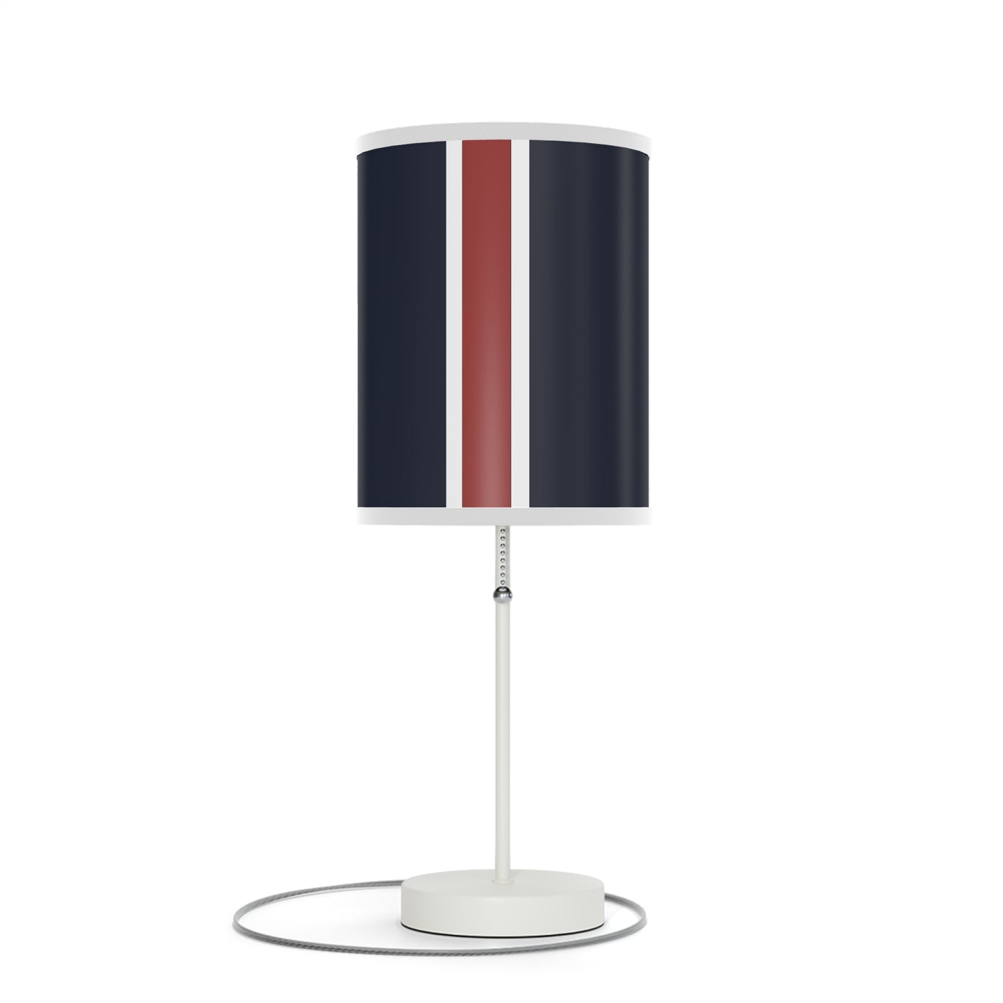 Lunar Midnight & Red-White Striped Stylish Table Lamp, Modern Home Decor, Bedroom Lighting, Unique Gift for Her, Desk Illumination