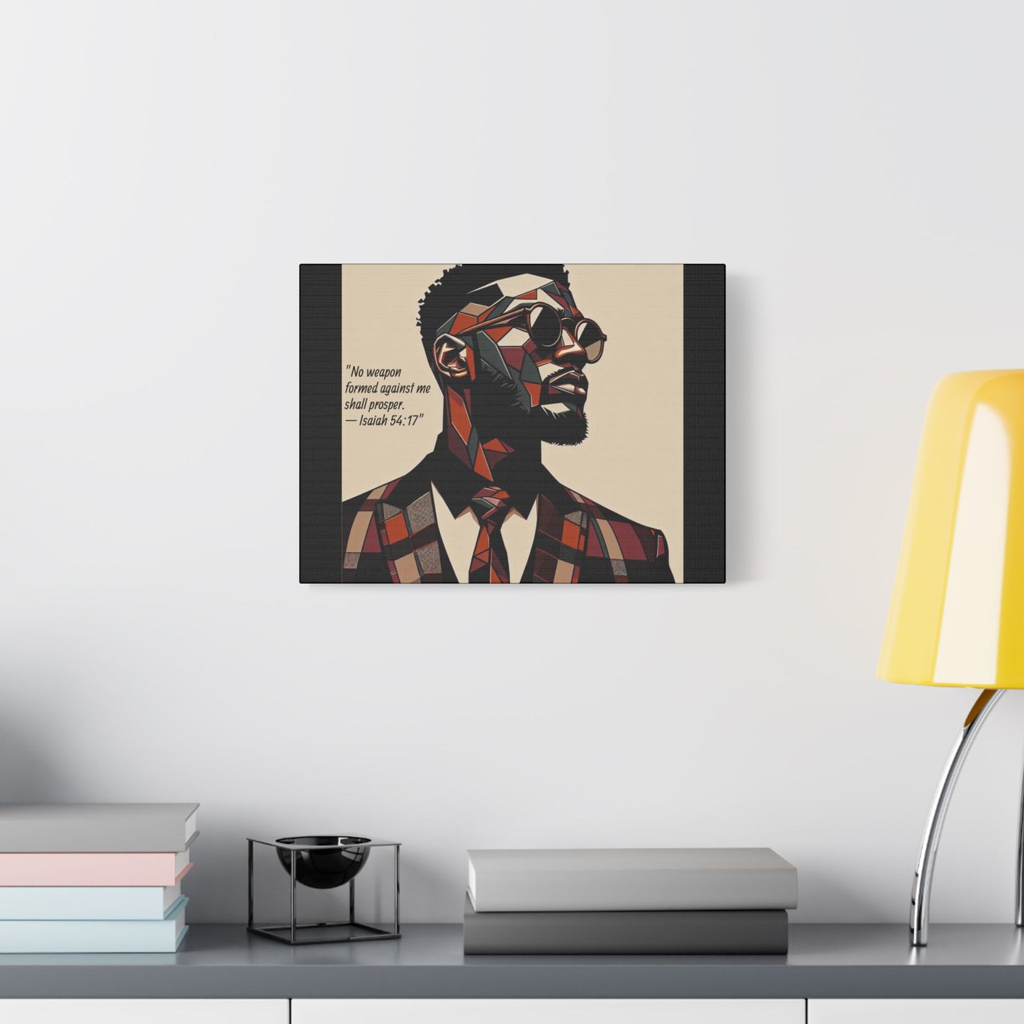 Afro Art Print Canvas, Wall Decor, Satin Stretched Canvas, African American Art, Office Decor, Home Decor - Isaiah 54:17