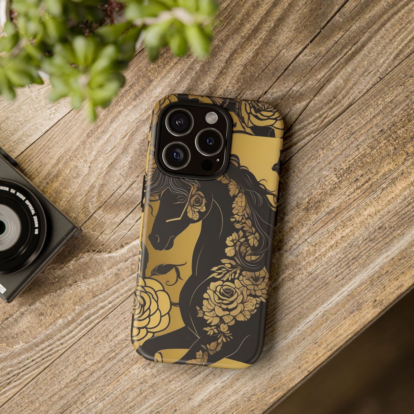 Phone Case - Elegant Horse & Roses Design