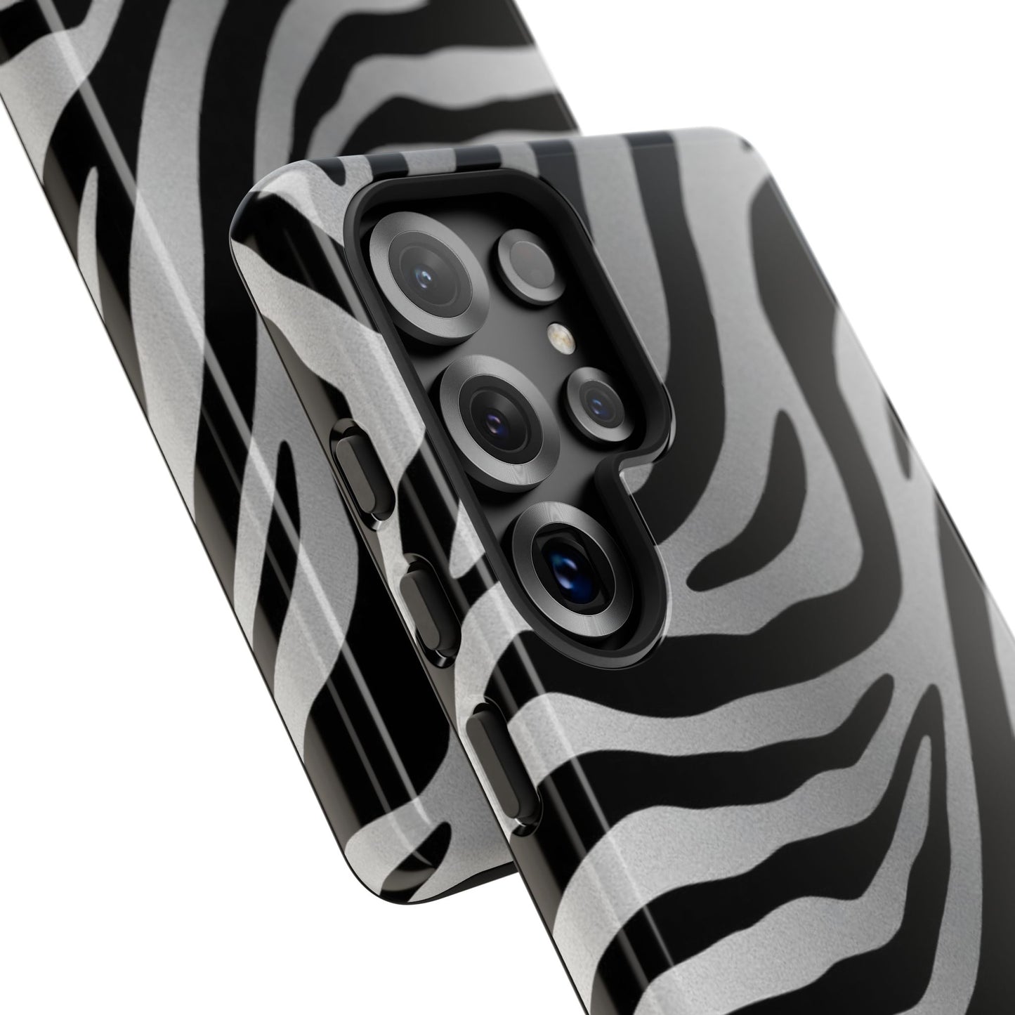 Zebra Print Tough Phone Case - Silver