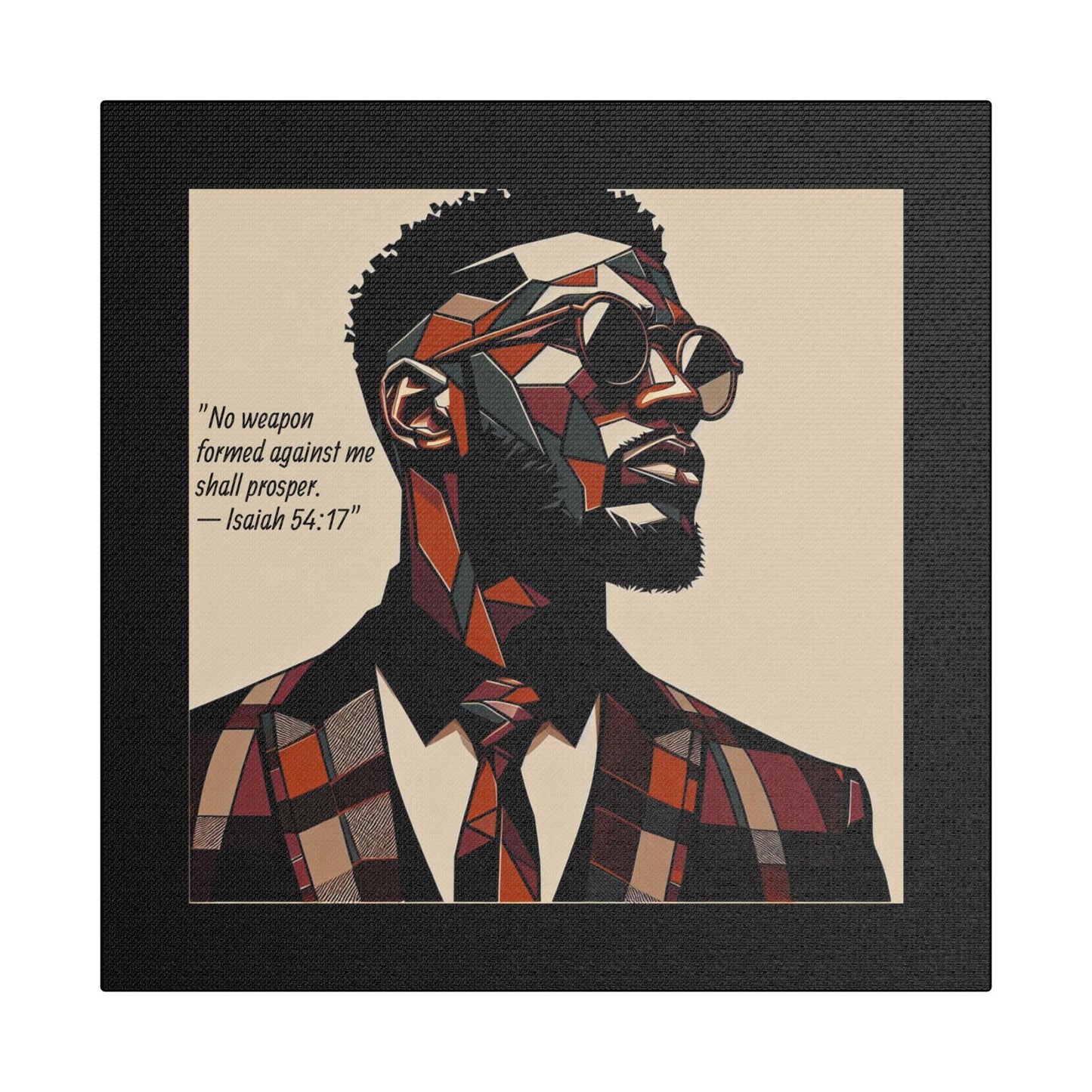 Afro Art Print Canvas, Wall Decor, Satin Stretched Canvas, African American Art, Office Decor, Home Decor - Isaiah 54:17