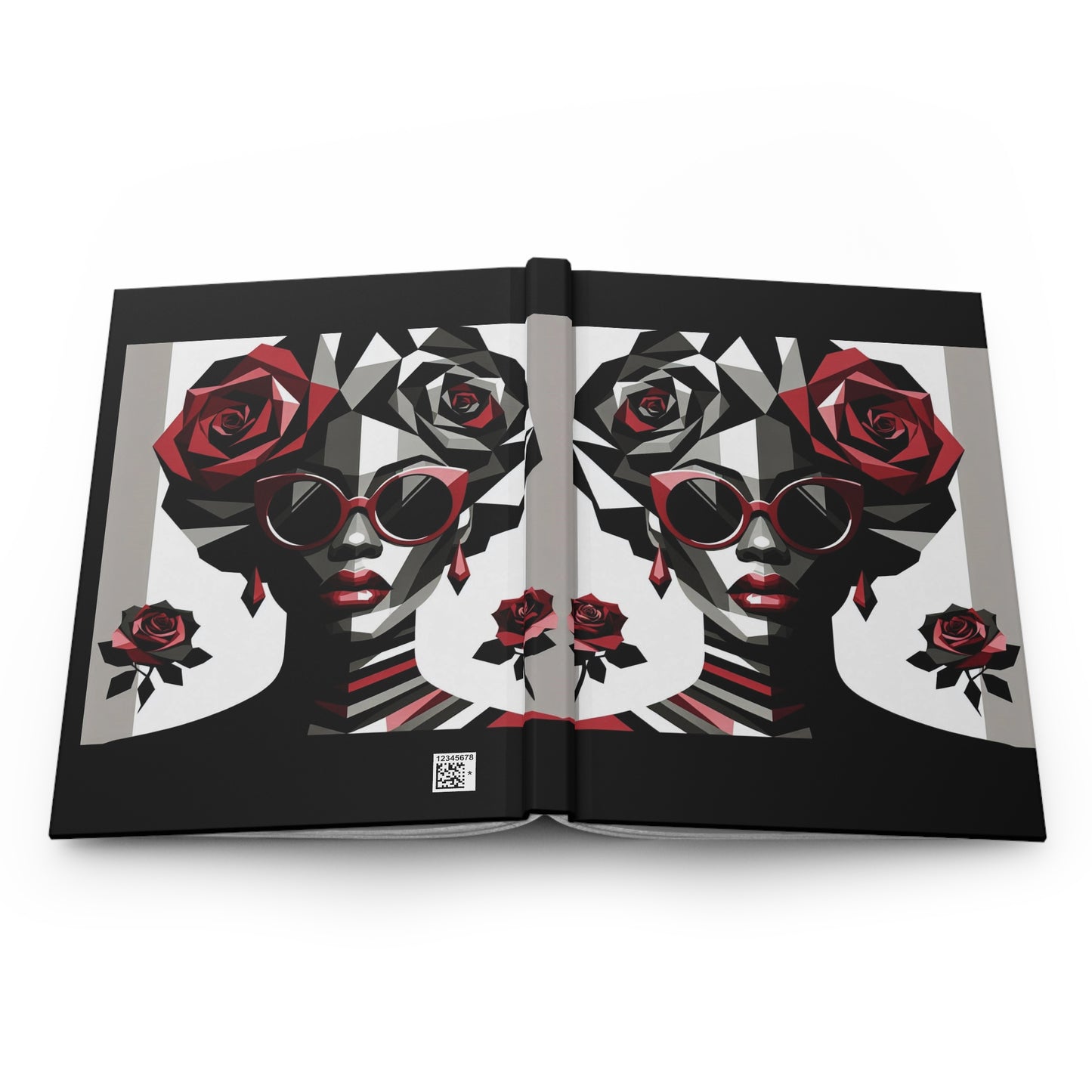 Elegant Floral Hardcover Journal - Stylish Writing Notebook - Lady In Red Shades Design
