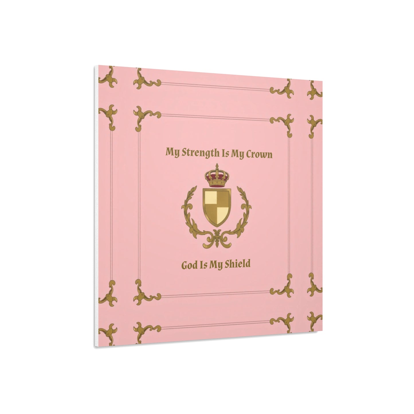 Crest & Crown Spiritual Quote Wall Art, Motivational Decor, Foam Board Print, Home Accent, Gift for Friends, Pink Crown Design