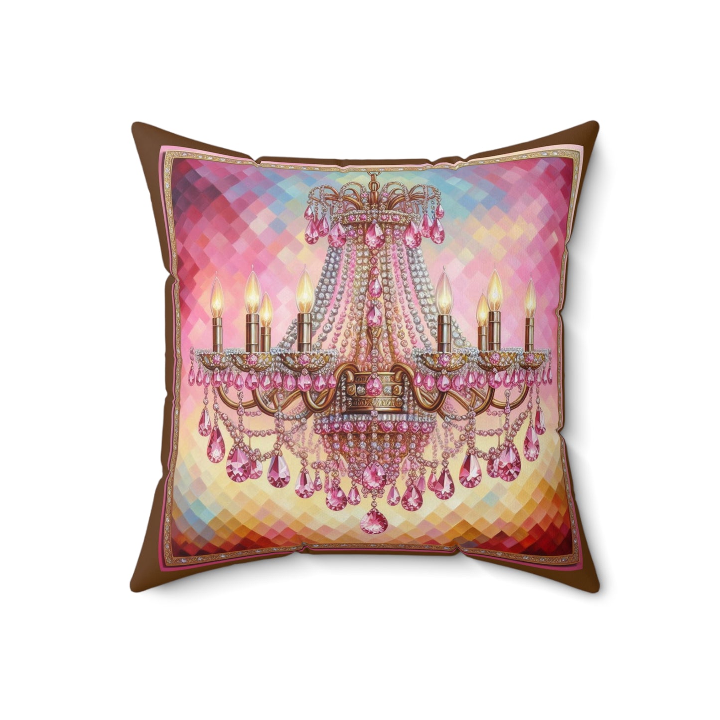 Elegant Glam Chandelier Pillow, Chic Home Decor, Elegant Gift for Her, Wedding Decoration, Vibrant Cushion - Pink Jeweled Chandelier