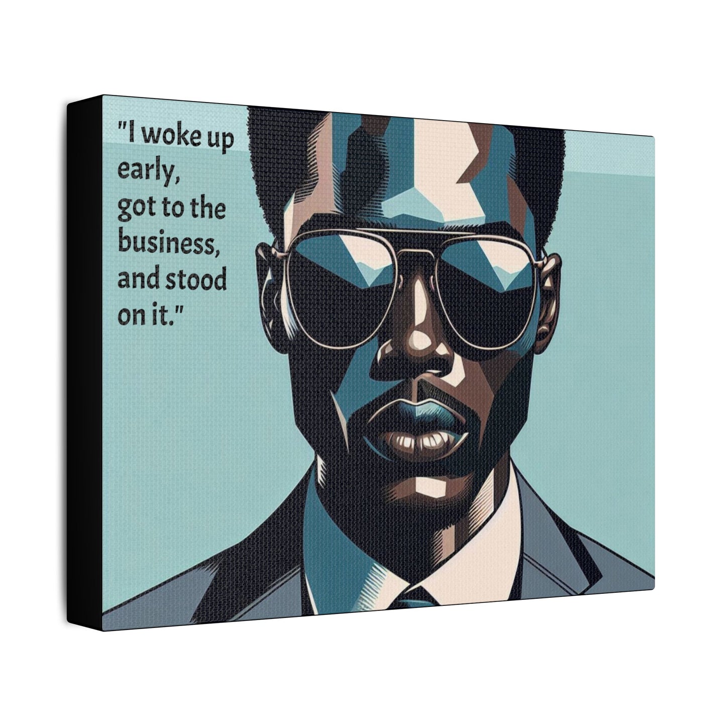 Afro Art Print Canvas, Wall Decor, Satin Stretched Canvas, African American Art, Office Decor, Home Decor - "I woke up early"