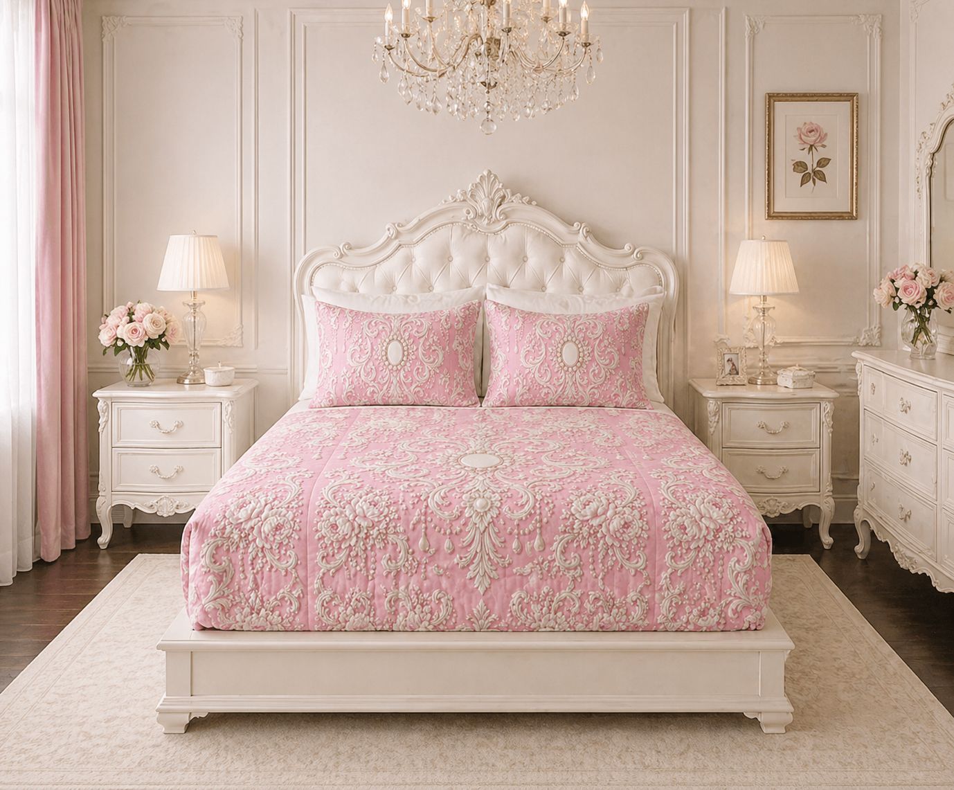 Pink Rocco Microfiber Duvet Cover