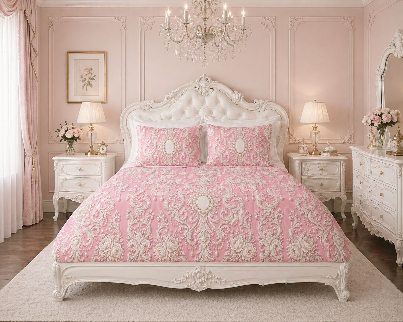Pink Rocco Microfiber Duvet Cover