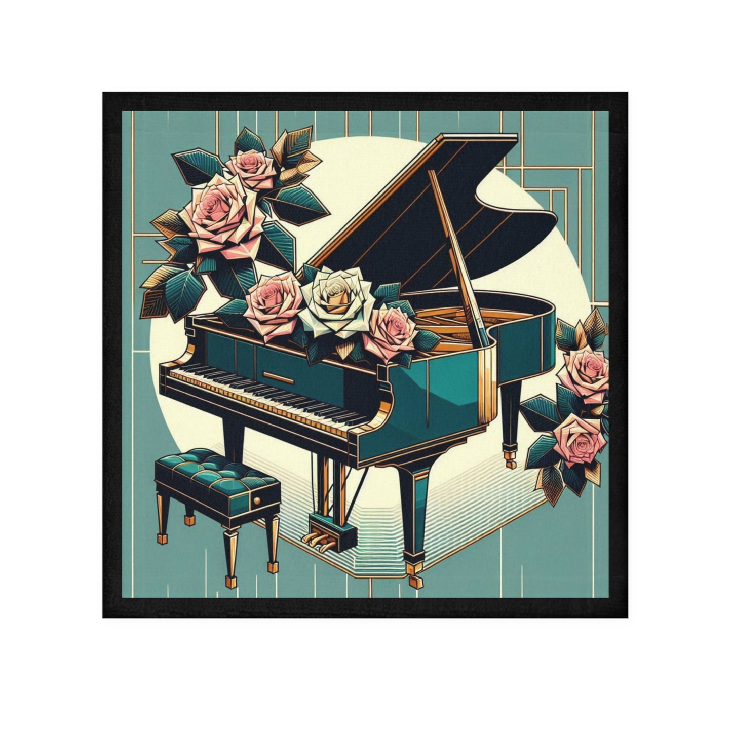 Elegant Piano and Roses Face Towel - Perfect for Music Lovers and Home Decor, Ideal Gift for Birthdays and Celebrations