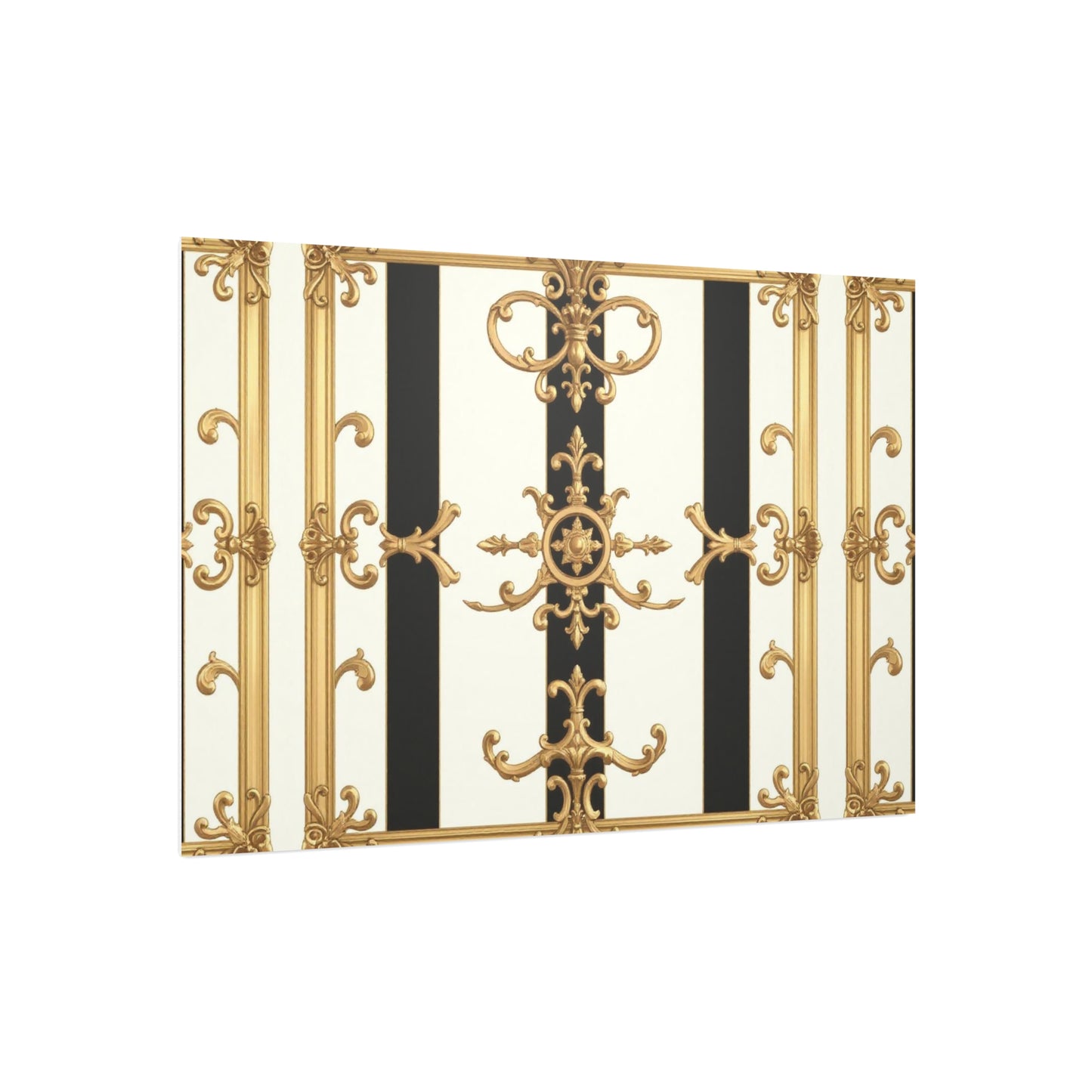 Elegant Foam Board Wall Art, Decorative Display, Home Decor, Office Decor, Visual Boards, Art Displays - Black & White Striped Gold Baroque