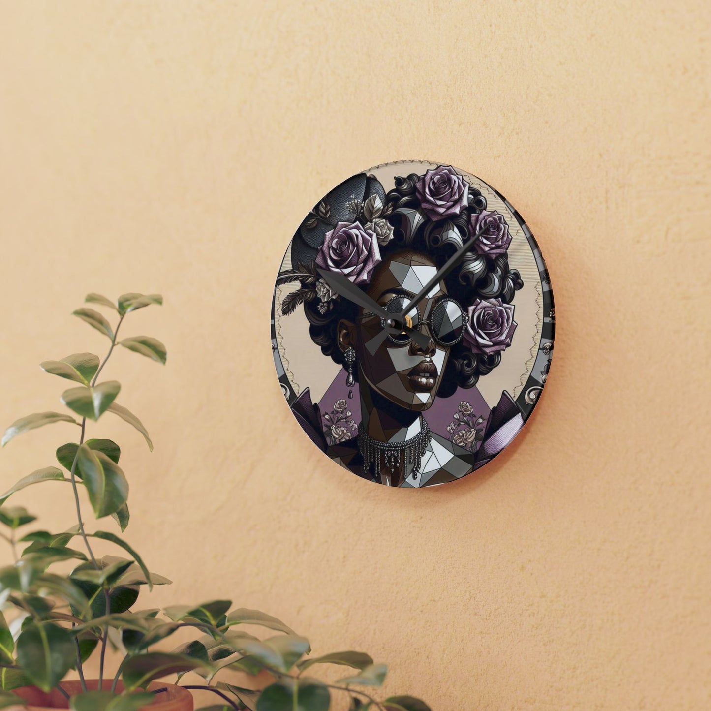 Chic Art Deco Wall Clock, Unique Home Decor, Gift for Her, Modern Wall Art, Fashionista Clock - Lilac Baroque Lady