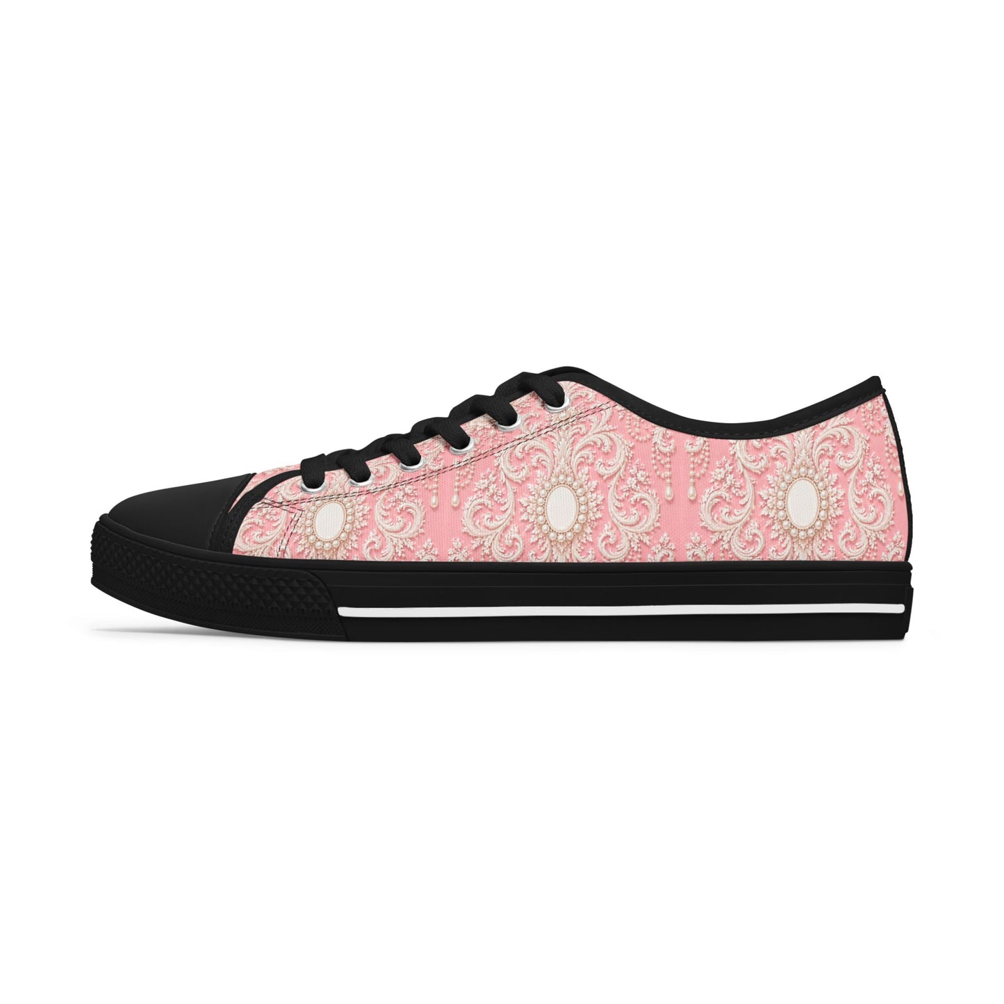 Pink Rococo Vintage Pattern - Women's Low Top Sneakers