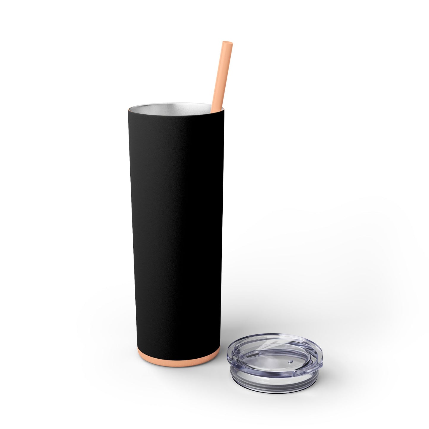 Stylish Black Skinny Tumbler with Straw, 20oz - Perfect for Coffee, Juice, and Smoothies, Ideal Gift for Any Occasion