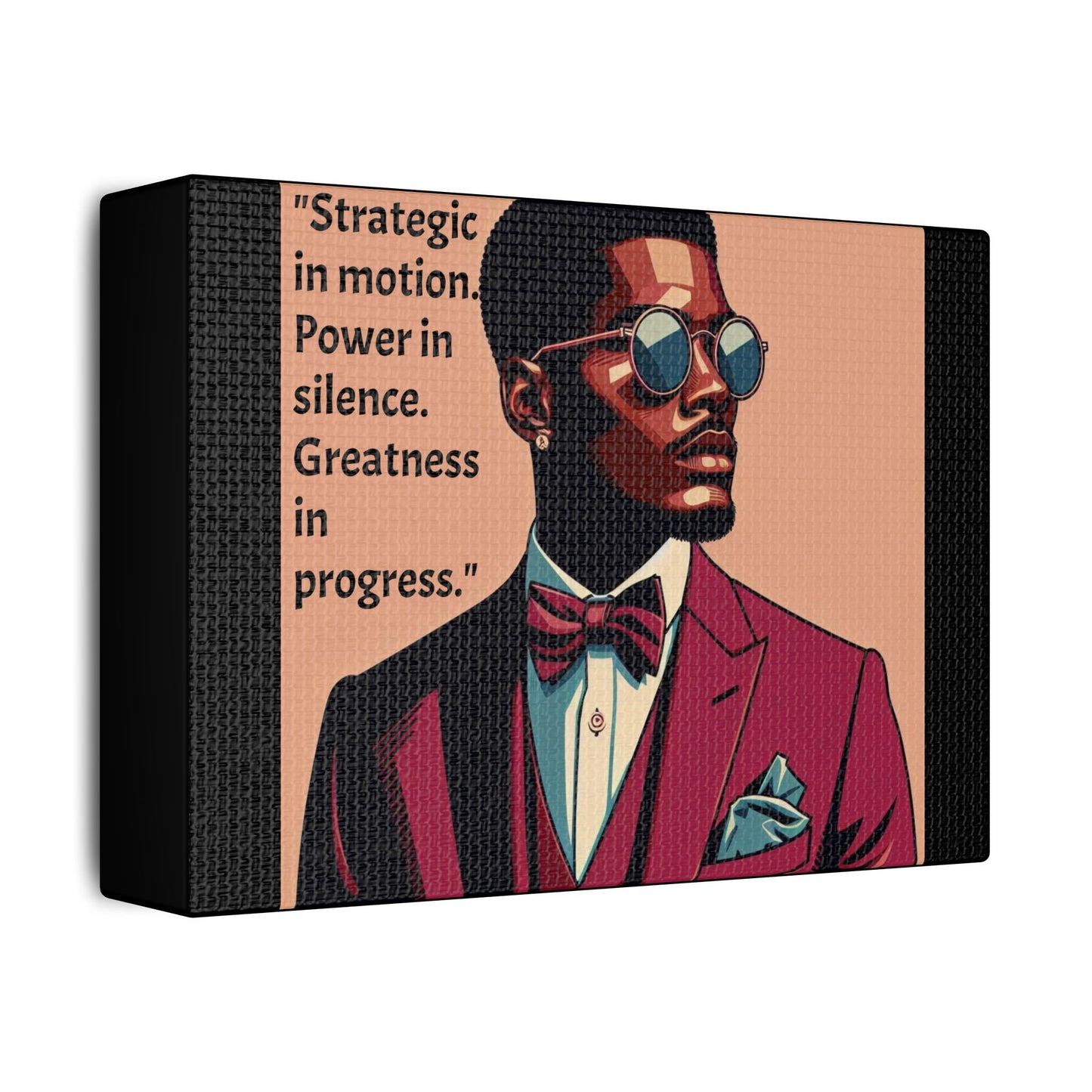 Afro Art Print Canvas, Wall Decor, Satin Stretched Canvas, African American Art, Office Decor, Home Decor - "Strategic In Motion...."