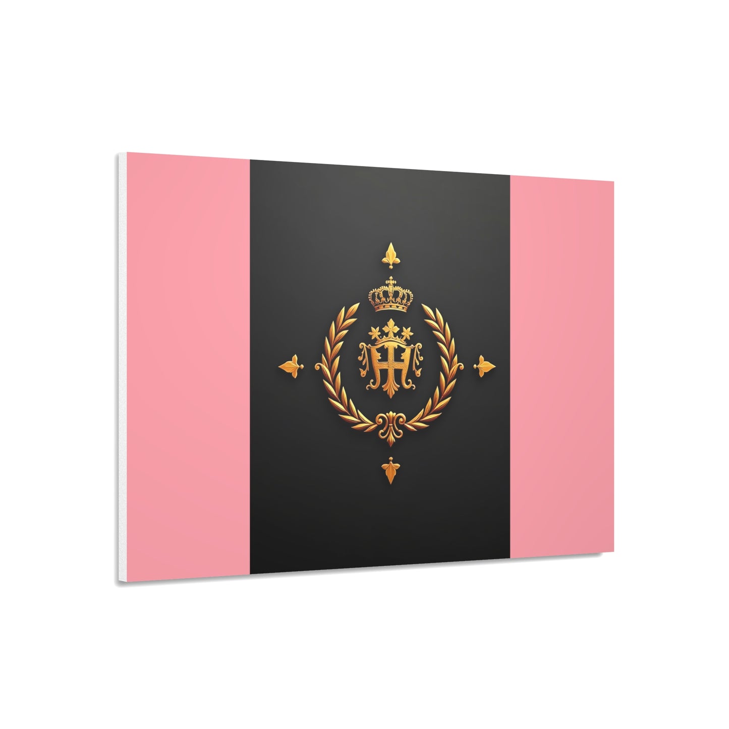 Elegant Wall Art Foam Board, Luxurious Home Decor, Modern Design Display, Stylish Room Accent, Office Decor, Unique Gift - Pink Striped Gold Crest
