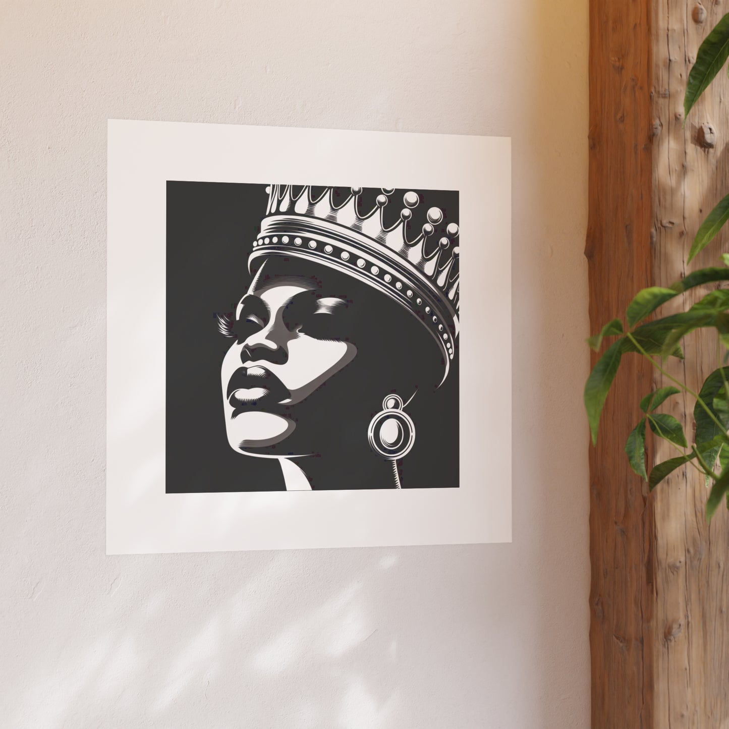 Elegant Crowned Queen Poster - Black & White Art Print, Wall Decor, Home Aesthetic, Gift Idea, Birthday, Celebrations