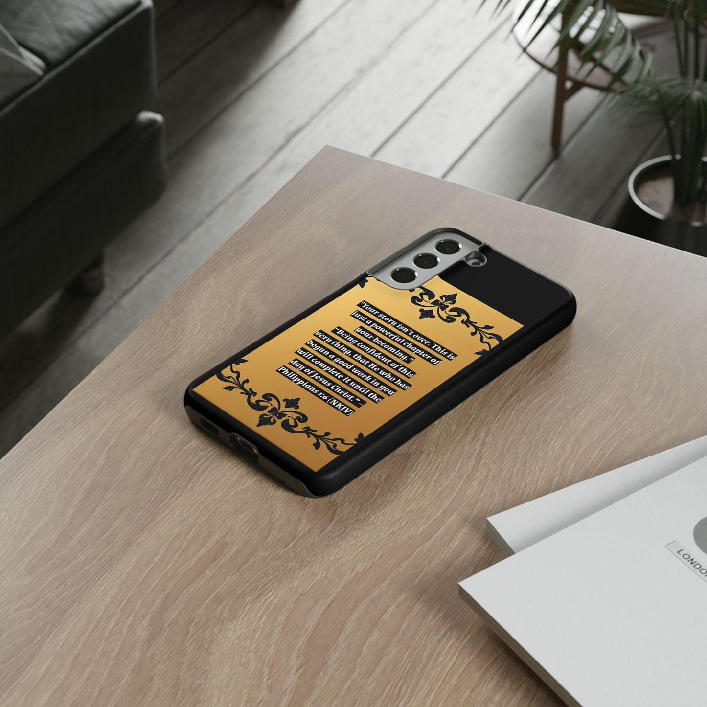 Elegant Floral Motif Phone Case - Tough Cases with Vintage Design - "Your story isn't over"