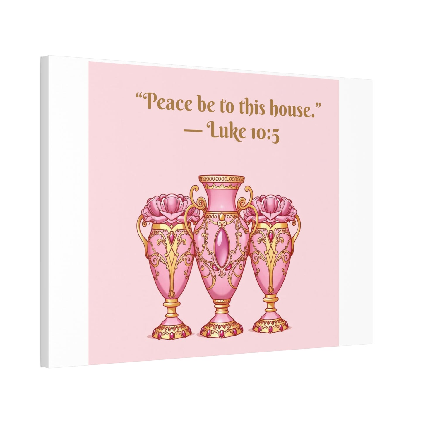 Decorative Canvas Wall Art - "Peace Be to This House" Vases, Home Decor, Inspirational Wall Art, Gift for Housewarming - 10:5