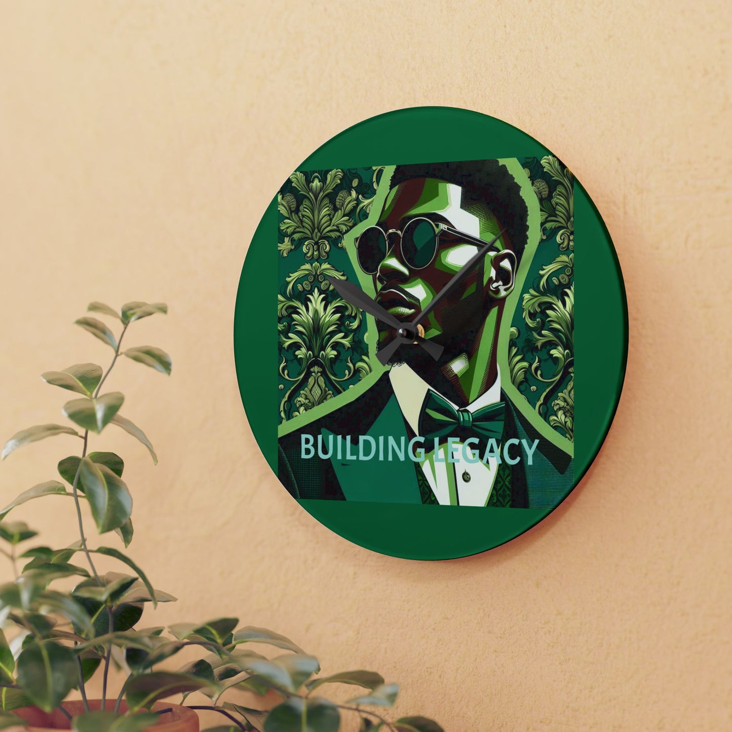 Elegant Acrylic Wall Clock - 'Building Legacy' Art, Home Decor, Gift, Modern Design, Inspirational Wall Art - Round