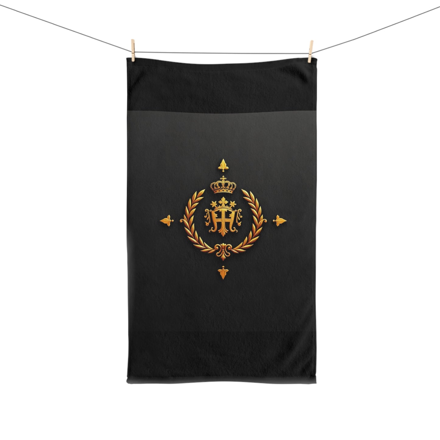 Luxurious Monogrammed Hand Towel with Regal Design, Elegant Kitchen Accessory, Perfect Gift for Weddings, Housewarming - Gold Crest