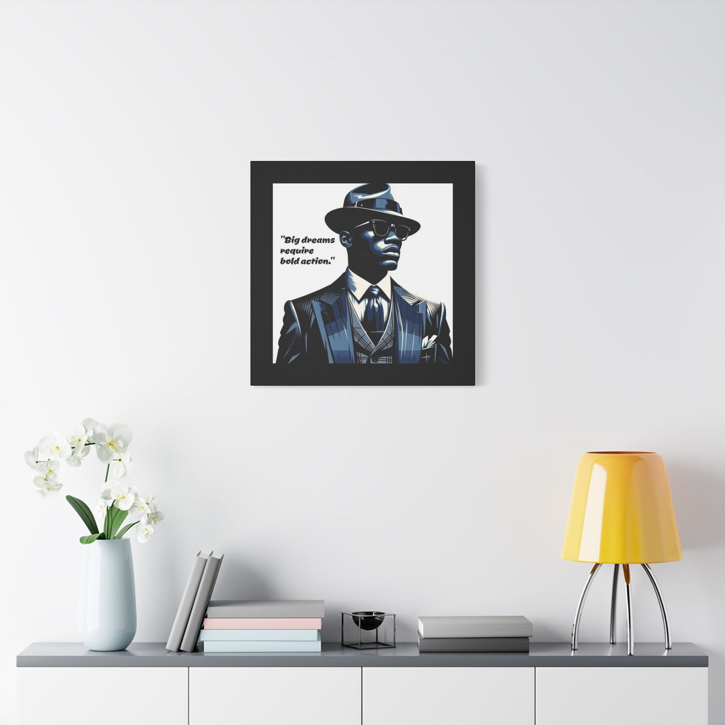 Afro Art Print Canvas, Wall Decor, Satin Stretched Canvas, African American Art, Office Decor, Home Decor - "Big dreams require bold action."