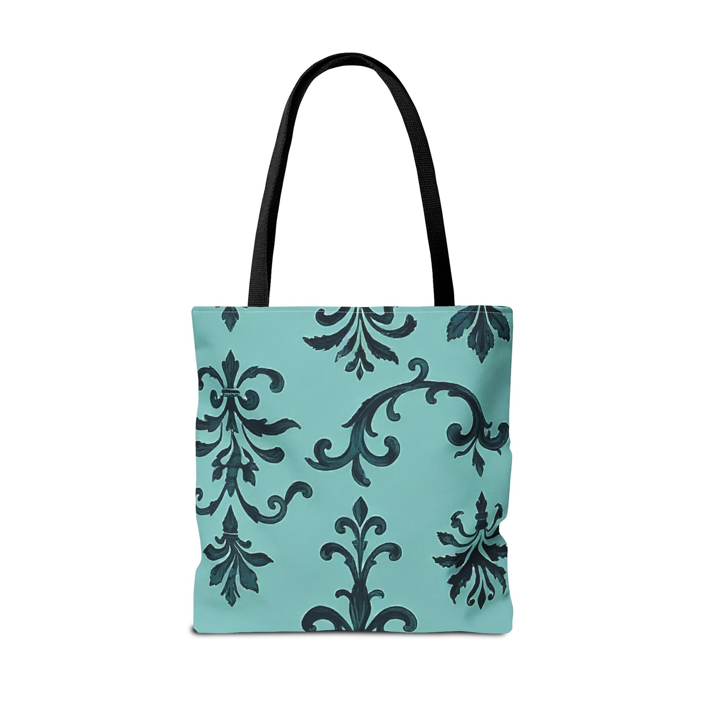 Chic Floral Tote Bag – Stylish Canvas Shopper, Gift for Her, Birthday Present, Everyday Use, Eco-Friendly, Floral Print - Teal Striped Rococo