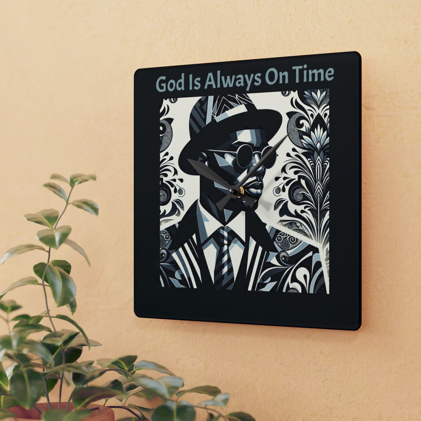 Stylish Acrylic Wall Clock - 'God Is Always On Time', Modern Home Decor, Office Decor, Inspirational Gift, Unique Wall Art