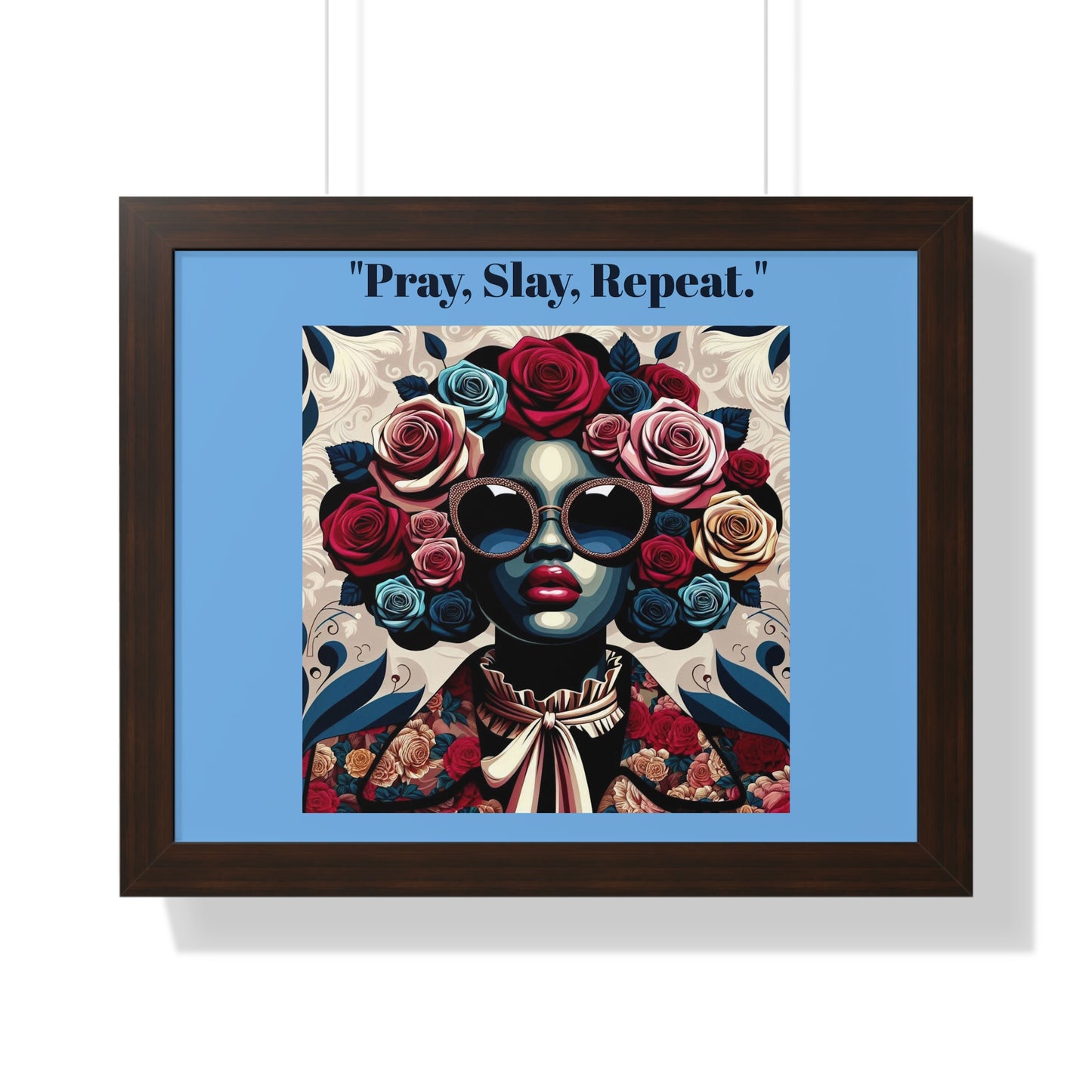 Empowering Art Print – "Pray, Slay, Repeat" Framed Poster for Inspirational Home Decor