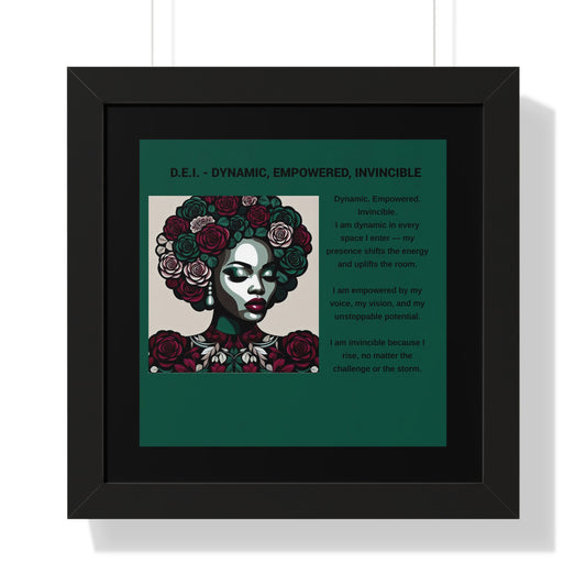 Empowered Woman Framed Poster - Dynamic, Empowered, Invincible Decor for Inspiration