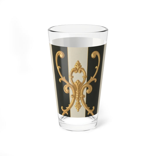 Elegant Black & Alabaster Striped Baroque Mixing Glass - 16oz, Artisanal Cocktail Glass, Perfect Gift for Home Bartenders, Vintage Style Drinkware