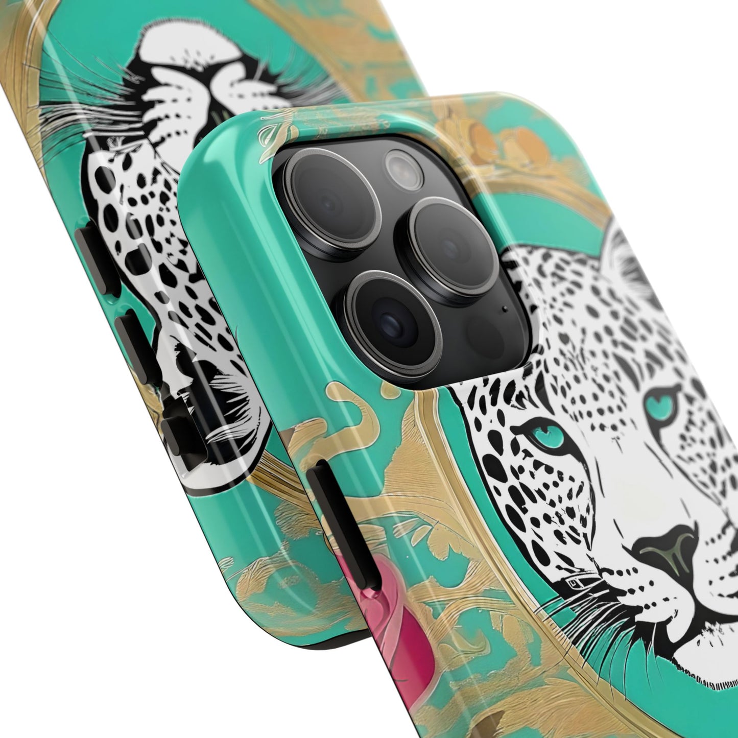 Leopard Tough Phone Case - Trendy Floral Design for Animal Lovers - Leopard & Rose