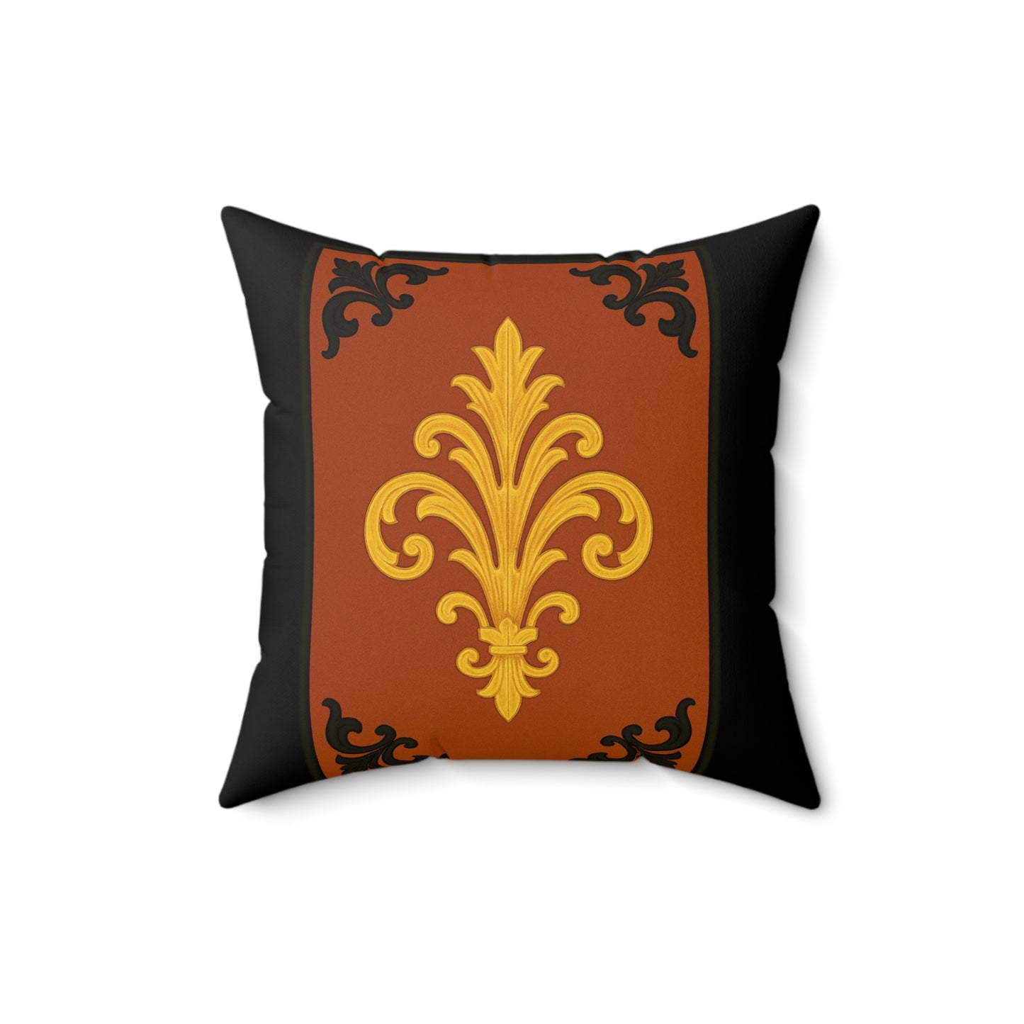 Dusk Terracotta Baroque Faux Suede Pillow — Decorative Throw Cushion