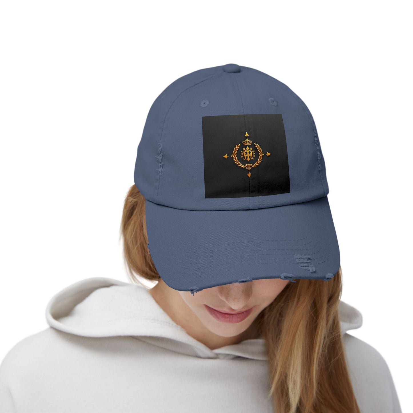 Stylish Distressed Cap with Unique Design | Casual Headwear, Everyday Accessory, Trendy Gift, Outdoor Lifestyle - Gold Crest
