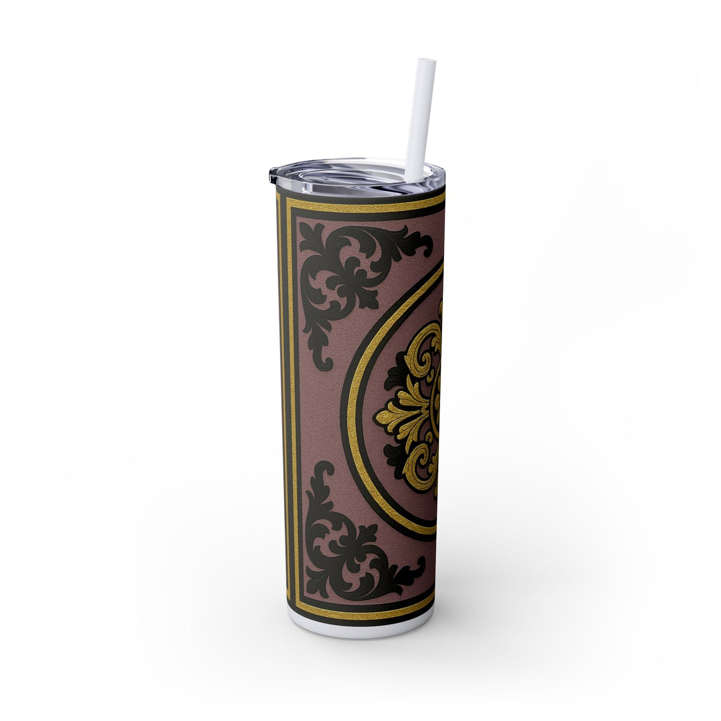 Gilded Mauve With Gold-Black Baroque Tumbler, Elegant Drinkware for Home, Travel, Gifts, Parties, Personalized Beverage Holder