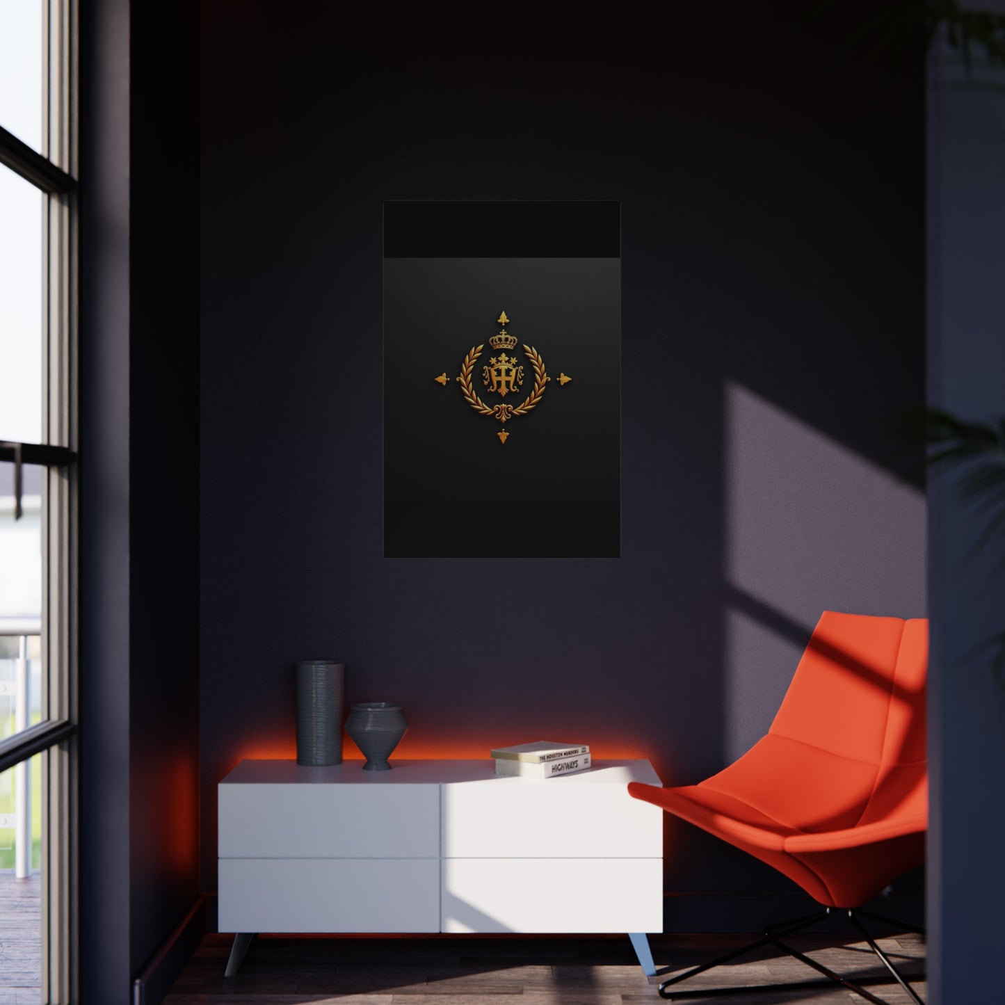 Elegant Foam Board Wall Art, Luxury Home Decor, Royal Crest Display, Office Decoration, Unique Gift Idea, Modern Wall Decor - Gold Crest