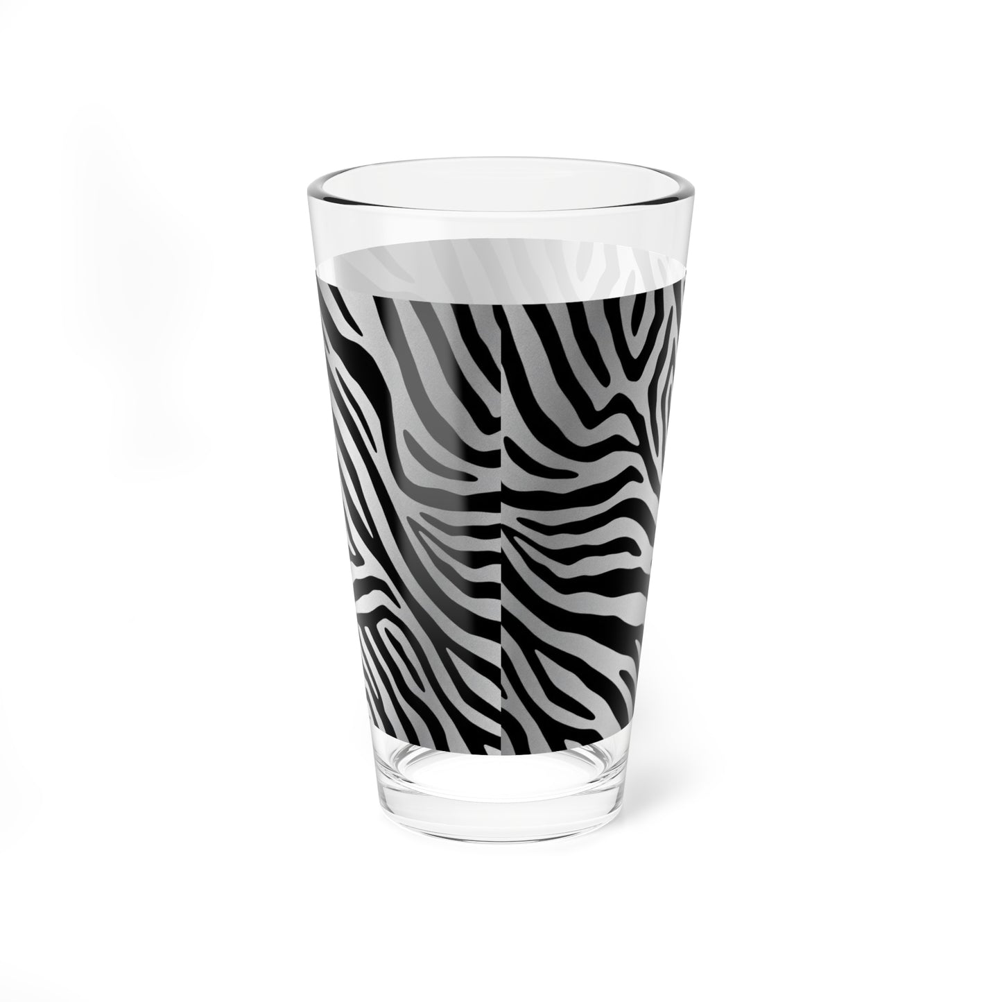 Zebra Print Mixing Glass - 16oz Cocktail & Beverage Glassware - Silver